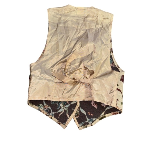 Vintage Facets Cherub Santa Christmas Holiday Vest Tan Women’s M Tree 90’a Y2K - Picture 4 of 15